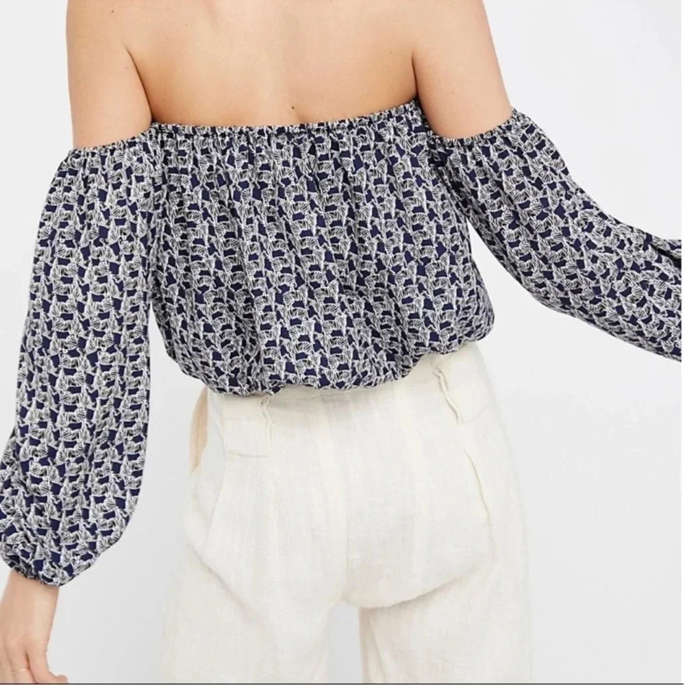 Free People Off Shoulder Zebra Blouse